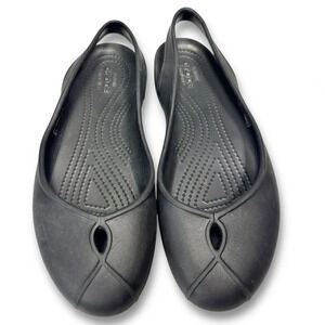 Crocs Black Rubber Olivia II Lightweight Slingback Close Toe Ballet Flats Size 9